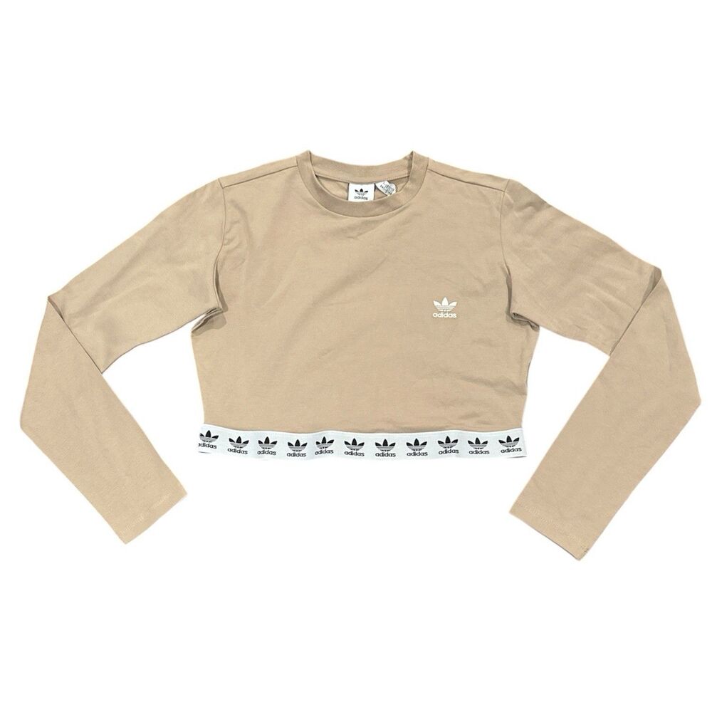 Adidas Women‎  Cropped Long Sleeve Top  Size L (trace Khaki) MSRP$40